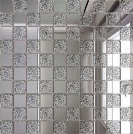 Плитка Мозаика зеркальная Серебро + Хрусталь С50Х50 ДСТ 25 х 25/300 x 300 мм (10шт) - 0,9 от ДСТ