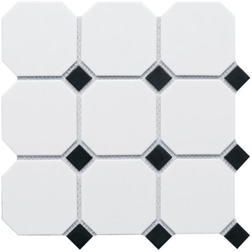 156 Geometry Octagon Big White/Black Matt 30x30 мозаика от STAR MOSAIC
