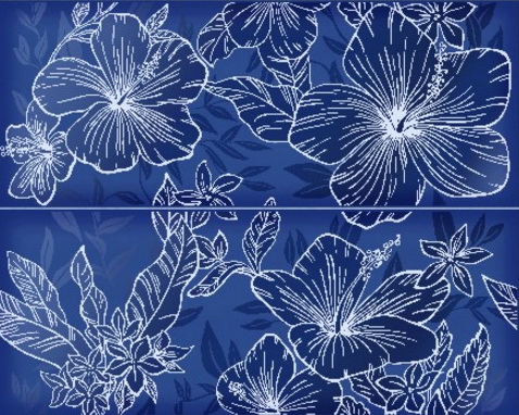  Elissa blu fiore 40.2x50.5 панно из 2 шт от КЕРЛАЙФ